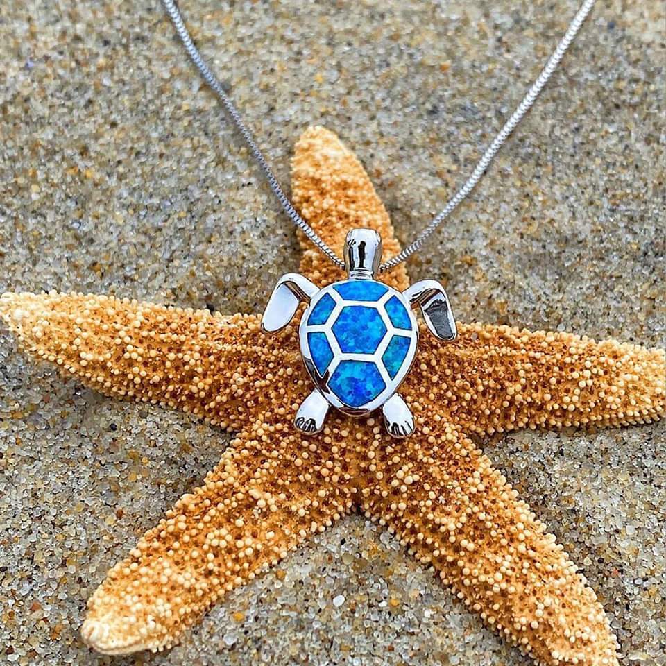 Ensemble de Bijoux avec Tortue de Mer en Opale
