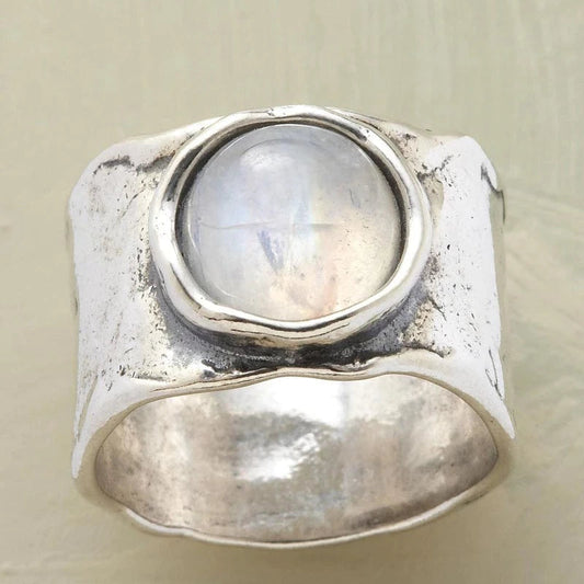 Bague avec une Pierre de Lune Argentée
