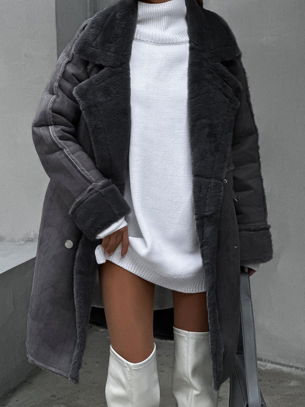 Manteau long femme en fausse fourrure – Extravagance – vue 2