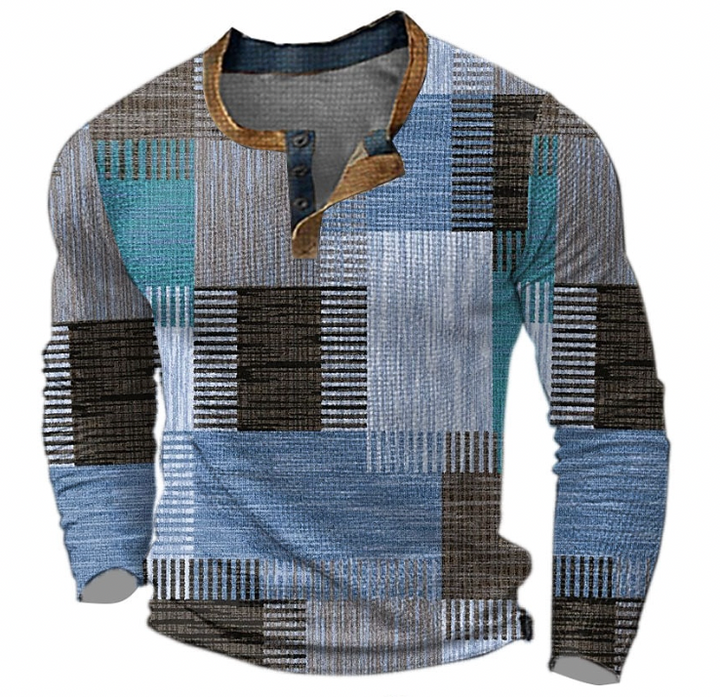 Pull homme texturé intemporel au look rétro coloré – Enrico – Bleu