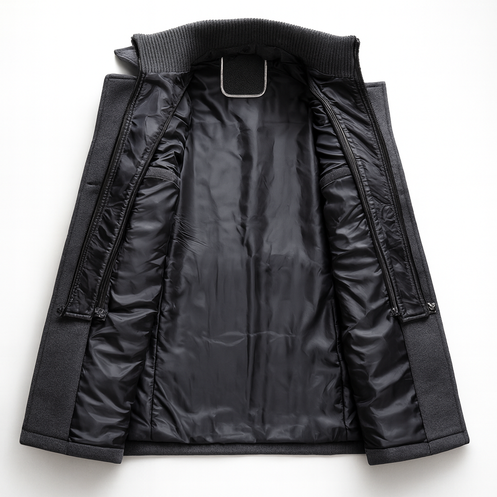 Manteau d'hiver homme long en laine mélangée à couche intérieure zippée – Constantin – vue 6