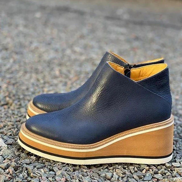 Bottines femme imperméables à zip latéral – Jeanne – Bleu