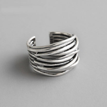Bague ajustable en argent sterling 925 superposé