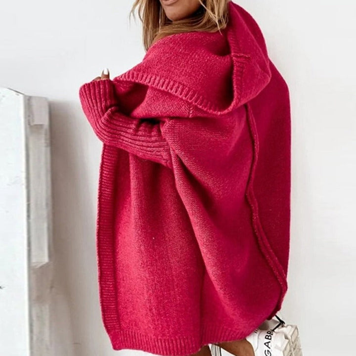 Cardigan long femme oversize à capuche et manches chauve-souris – CarriMax – vue 14