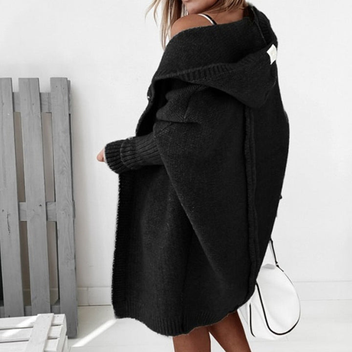 Cardigan long femme oversize à capuche et manches chauve-souris – CarriMax – vue 5