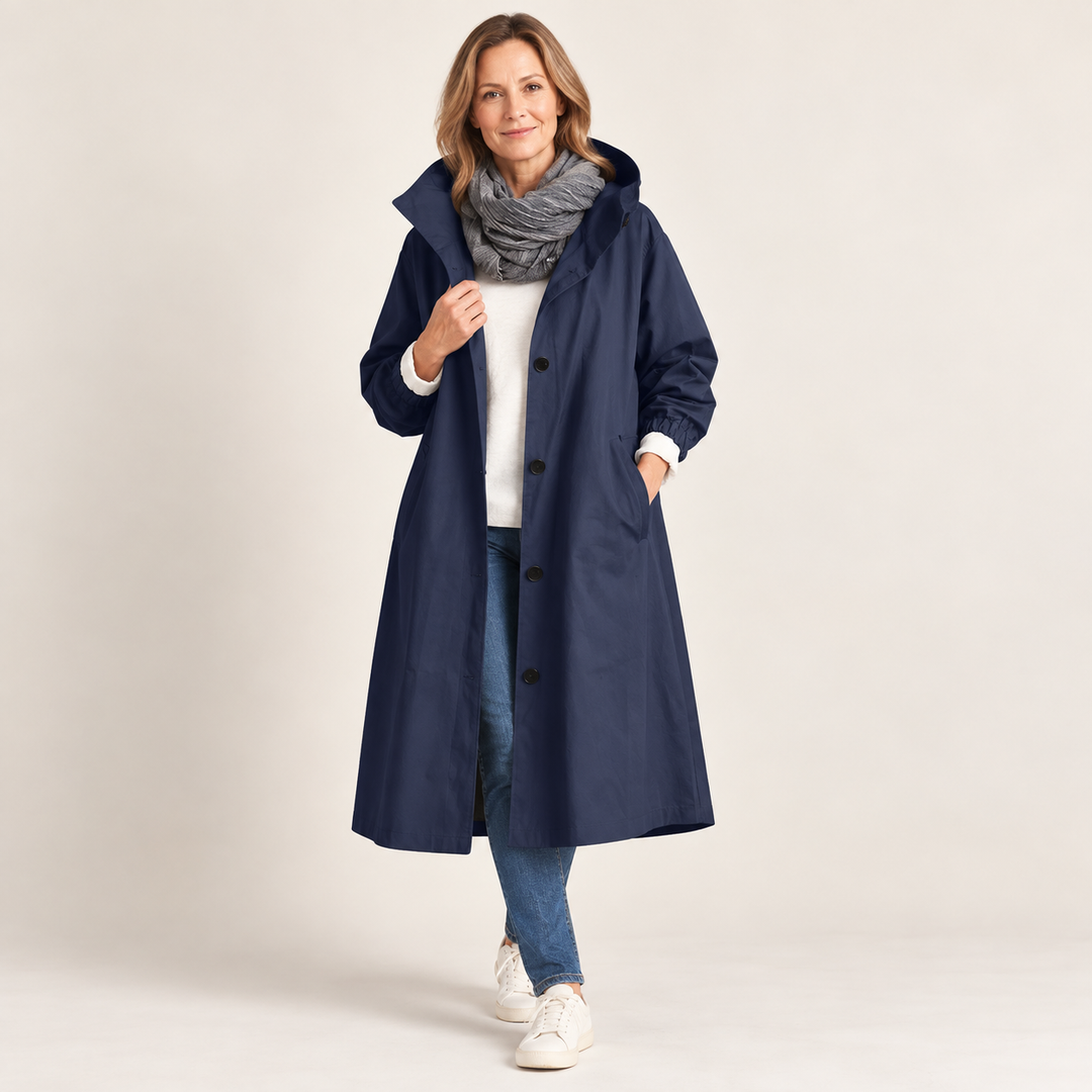 Trench long femme à capuche coupe ample et évasée – Héloïse - vue 1