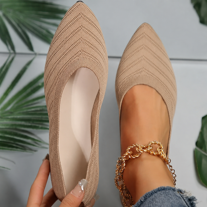Ballerines femme orthopédiques en maille à bout pointu – Annie – Abricot