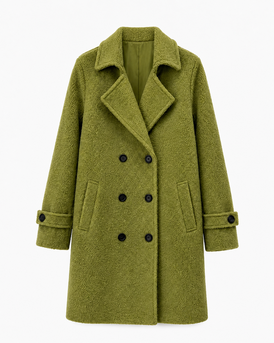 Manteau croisé femme effet bouclette doublé coupe droite – Anouk - vue 9