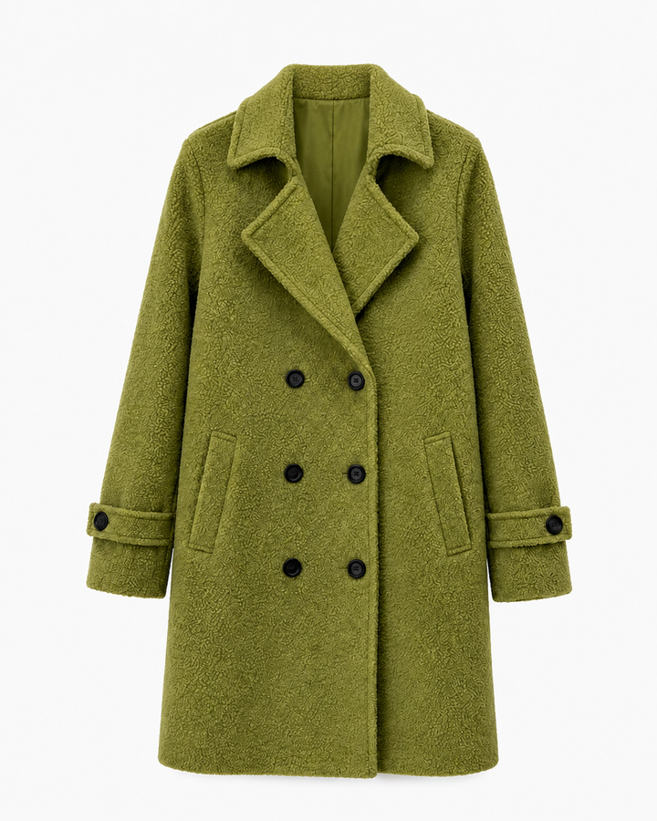 Manteau croisé femme effet bouclette doublé coupe droite – Anouk - vue 9