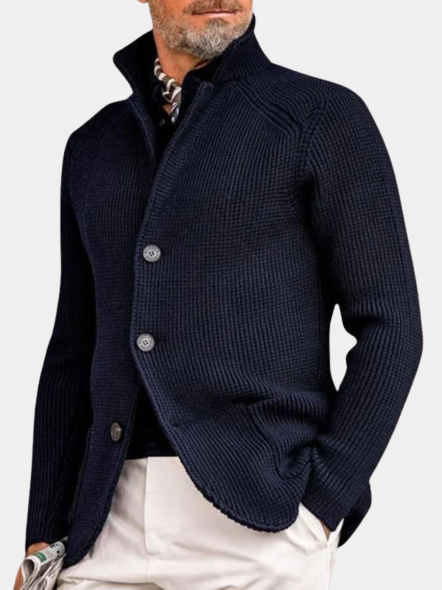 Cardigan homme en maille dense intemporel boutonné – Victor – vue 1