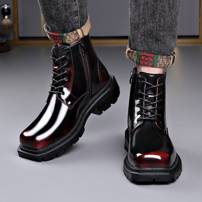 Bottines femme en cuir verni orthopédiques à semelle crantée – Rubis – vue 4