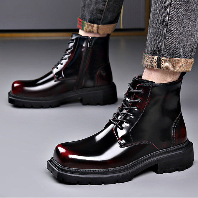 Bottines femme en cuir verni orthopédiques à semelle crantée – Rubis – vue 5