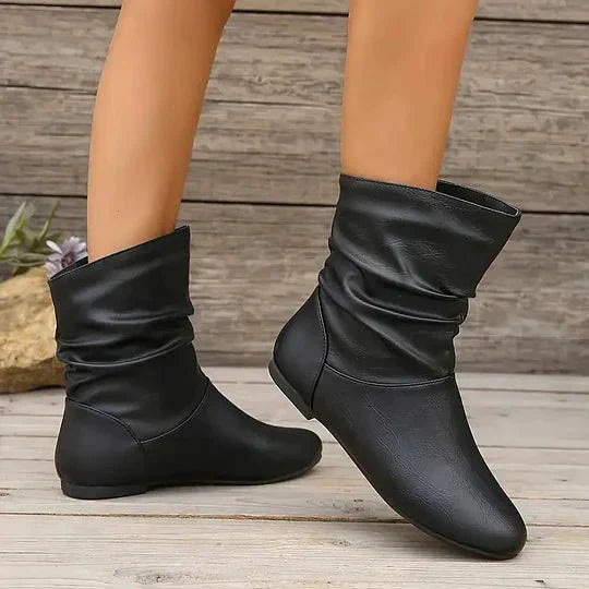 Bottines plates femme en cuir vegan à tige souple – Lucie – vue 2