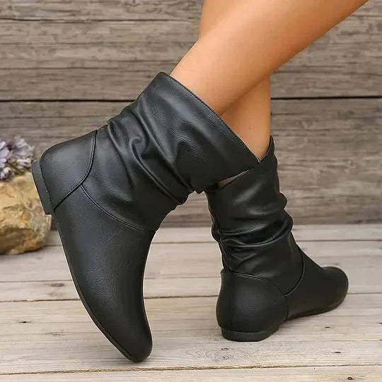 Bottines plates femme en cuir vegan à tige souple – Lucie – vue 3