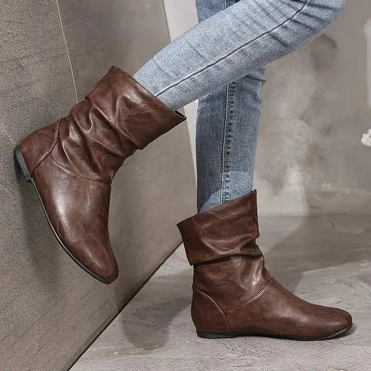 Bottines plates femme en cuir vegan à tige souple – Lucie – vue 4
