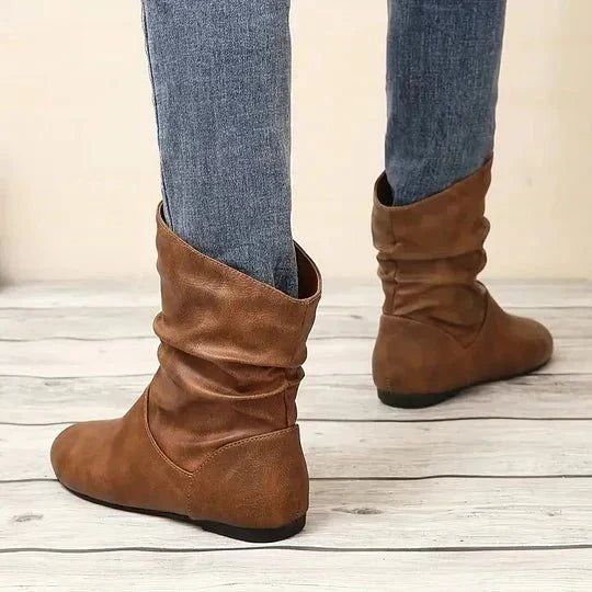 Bottines plates femme en cuir vegan à tige souple – Lucie – vue 8