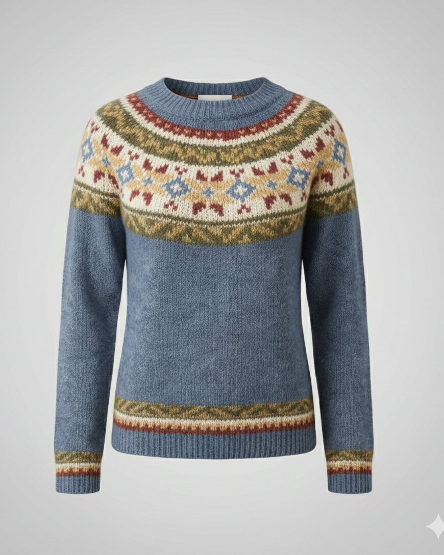 Pull femme rayé multicolore en maille douce à col bateau – Gaëlle - Bleu étoilé