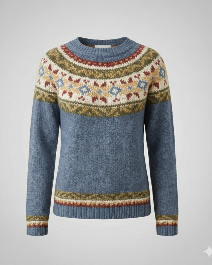 Pull femme rayé multicolore en maille douce à col bateau – Gaëlle - Bleu étoilé