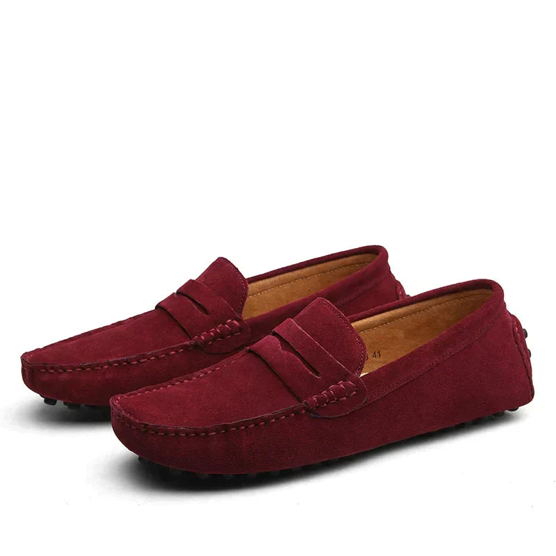 Mocassins homme en daim style italien – Lorenzo – Rouge