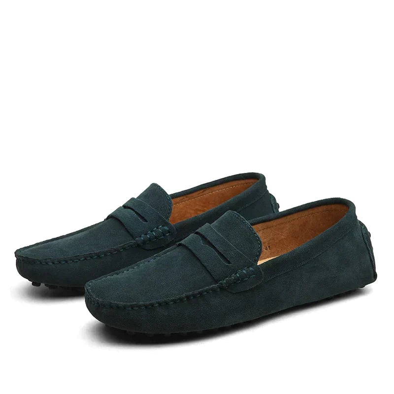 Mocassins homme en daim style italien – Lorenzo – Bleu marine