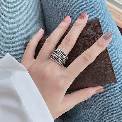 Bague ajustable en argent sterling 925 superposé