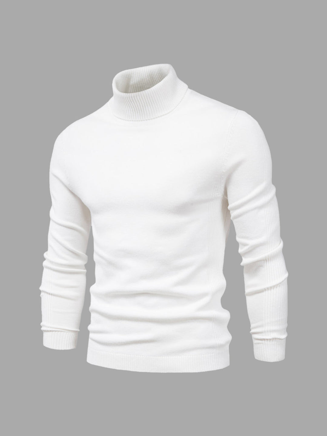 Pull col roulé homme en coton doux coupe ajustée – Bastien – Blanc
