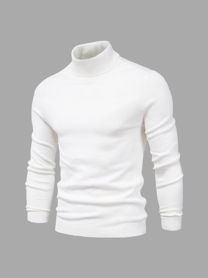 Pull col roulé homme en coton doux coupe ajustée – Bastien – Blanc