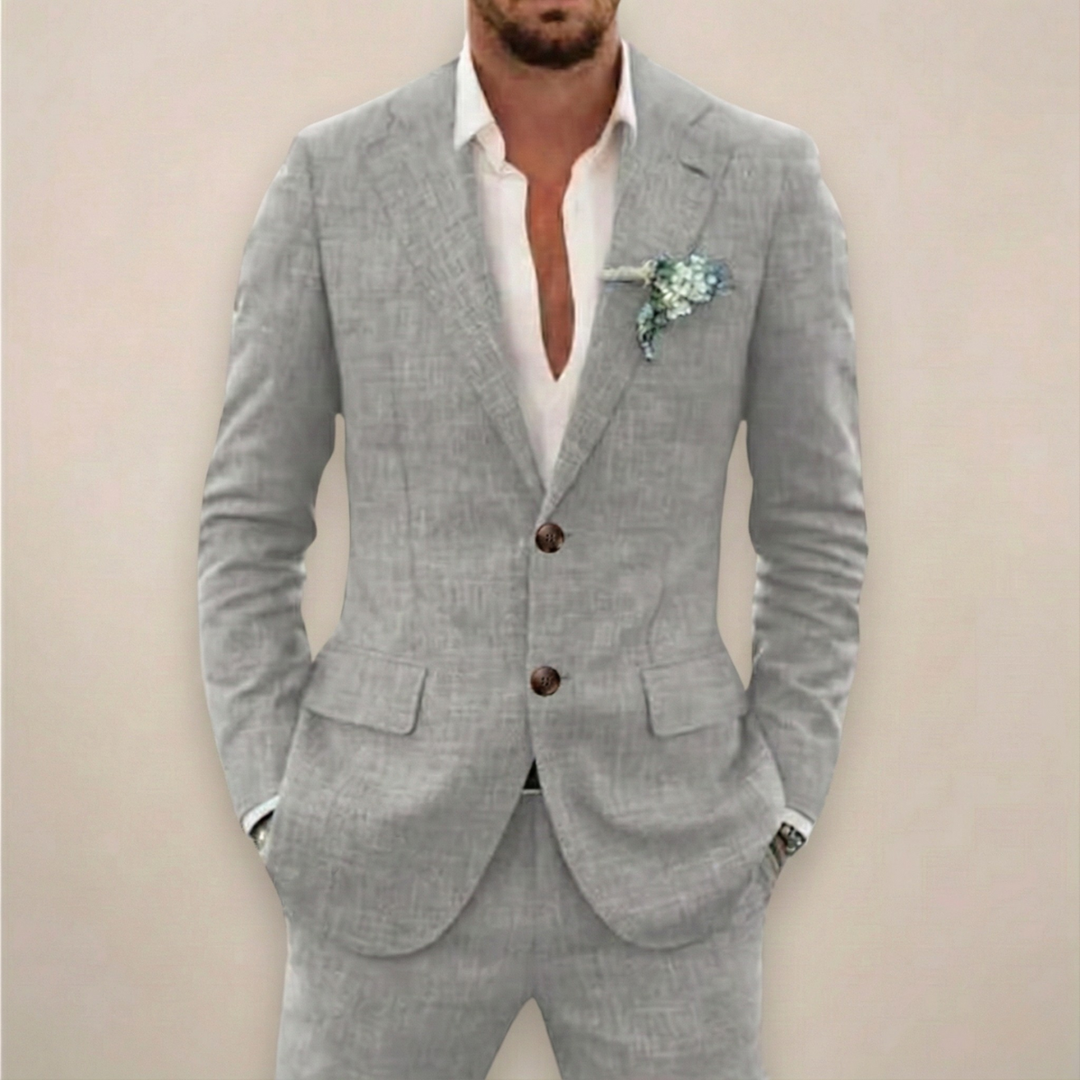 Costume deux pièces homme droit pour l'automne-hiver – Konrad – Gris clair