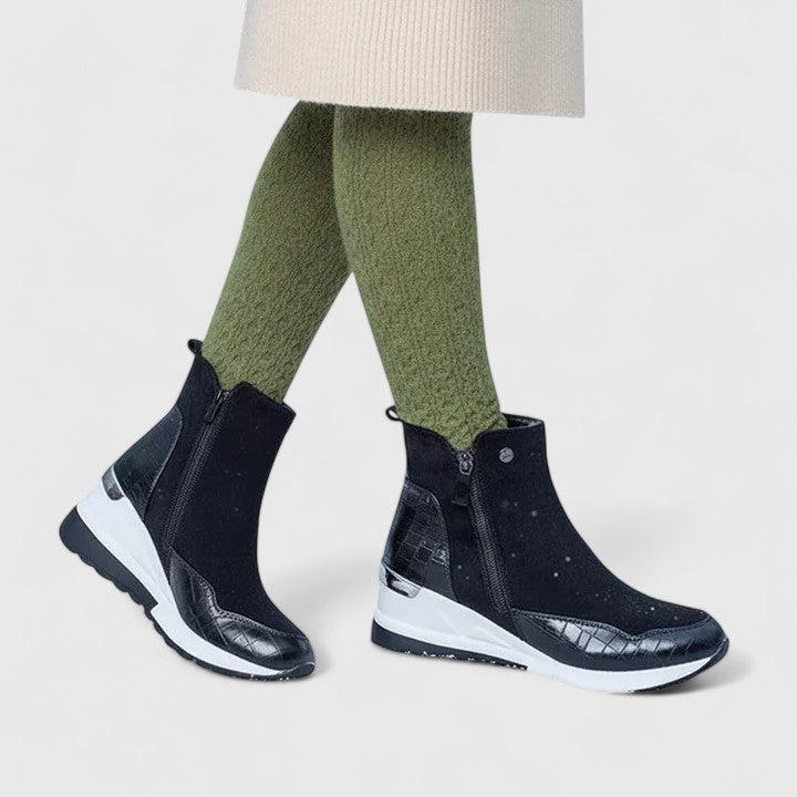 Bottines femme en daim à zip, semelle compensée et antidérapante – Maele – vue 4