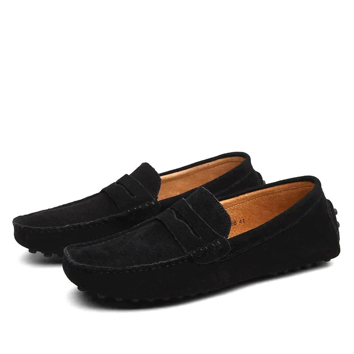 Mocassins homme en daim style italien – Lorenzo – Noir