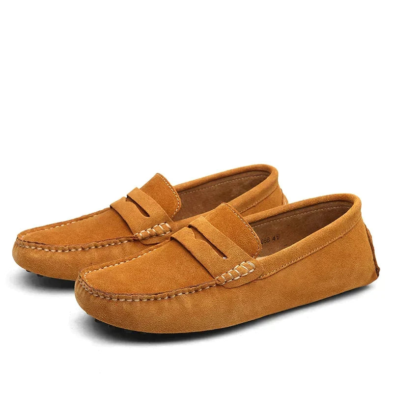 Mocassins homme en daim style italien – Lorenzo – Marron clair