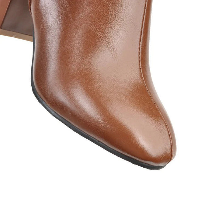 Bottes hautes femme en cuir vegan à talon bloc et zip latéral – Éléonore – vue 5