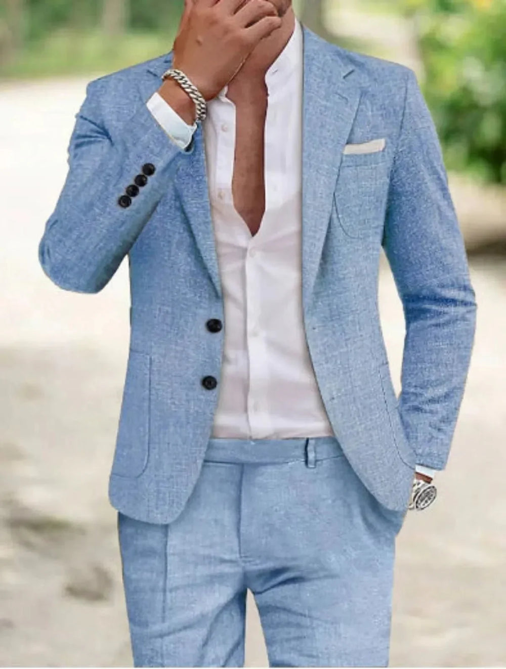 Costume de mariage homme classique à deux boutons – Bruno – Bleu