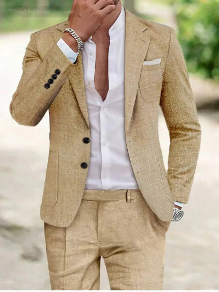 Costume de mariage homme classique à deux boutons – Bruno – Beige