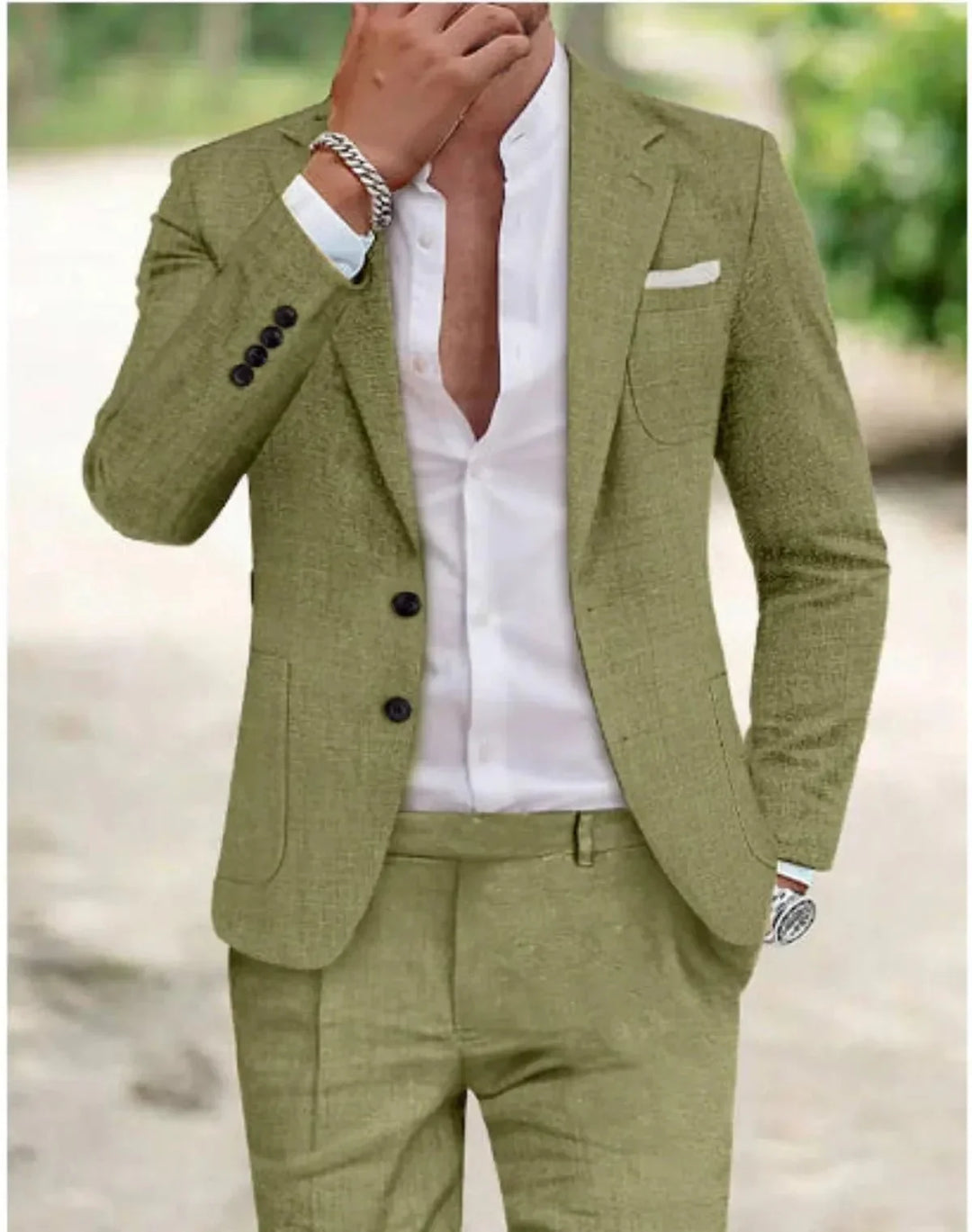 Costume de mariage homme classique à deux boutons – Bruno – Vert