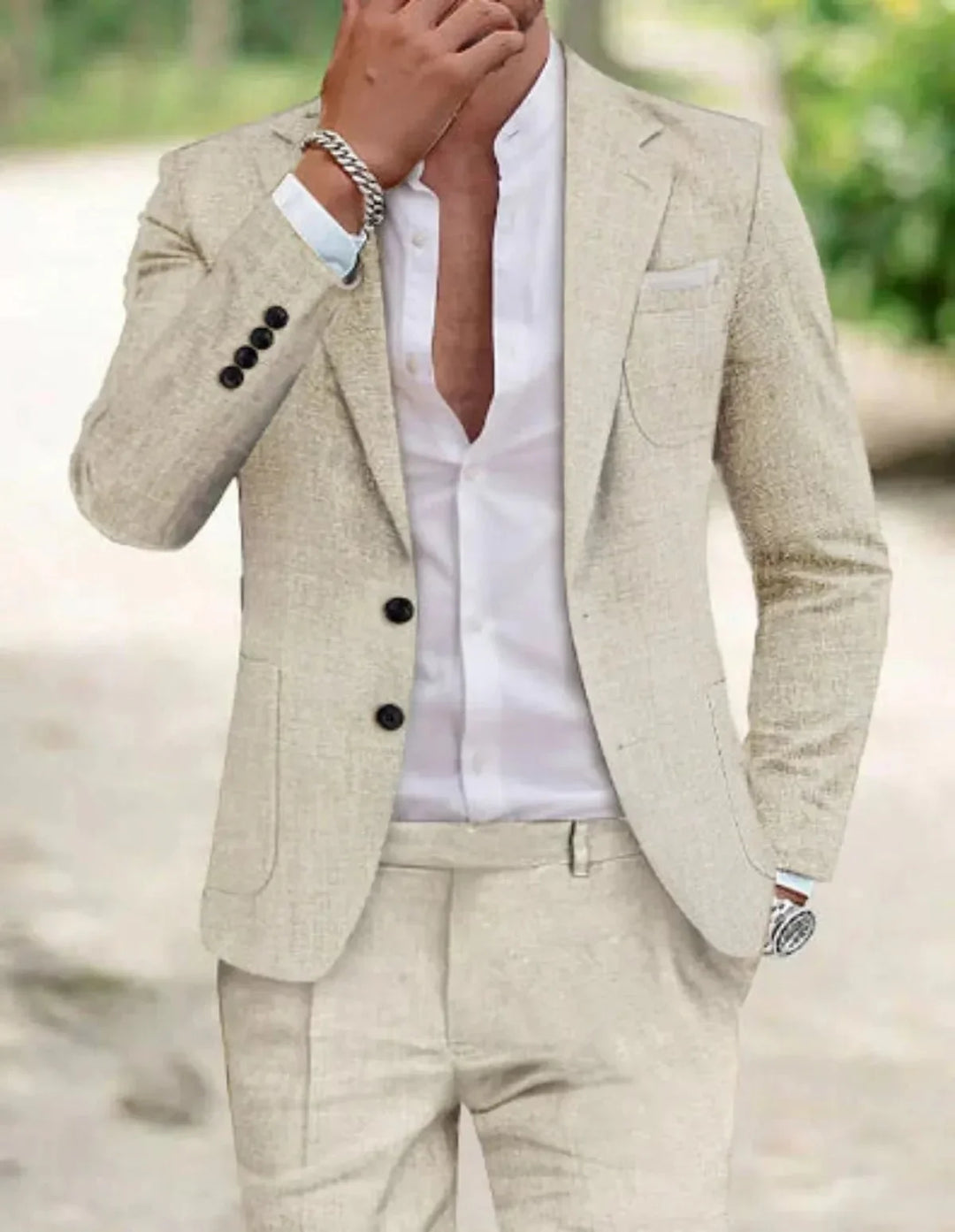 Costume de mariage homme classique à deux boutons – Bruno – Blanc