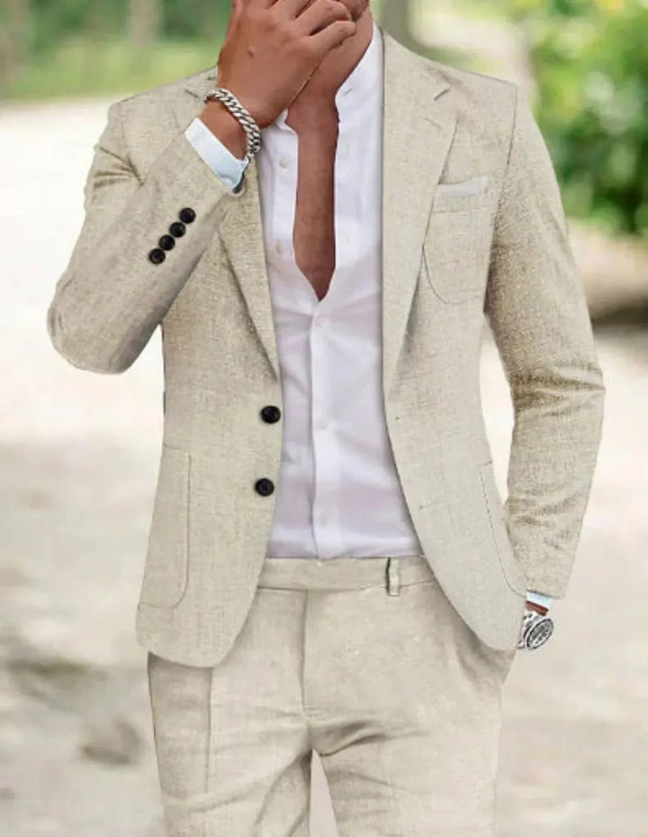 Costume de mariage homme classique à deux boutons – Bruno – Blanc