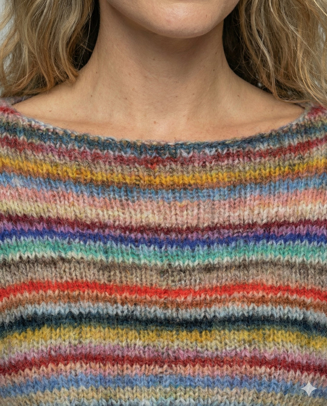 Pull femme rayé multicolore en maille douce à col bateau – Gaëlle - vue 5