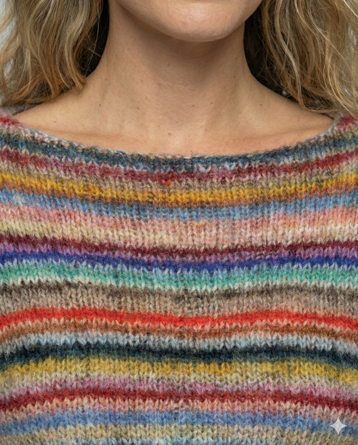 Pull femme rayé multicolore en maille douce à col bateau – Gaëlle - vue 5
