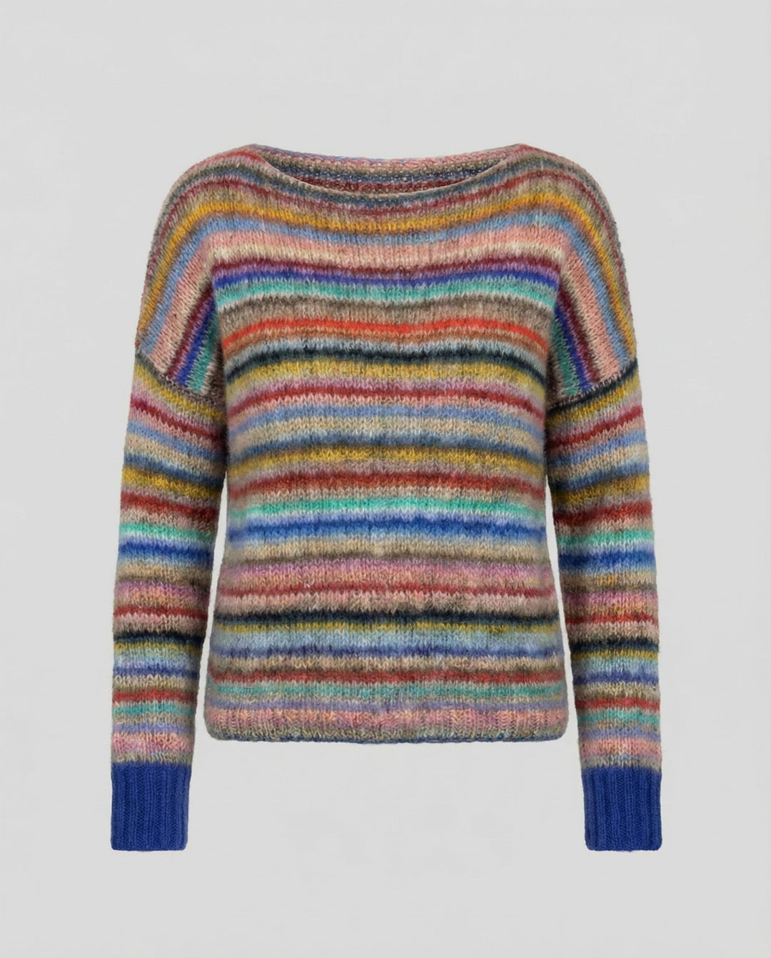 Pull femme rayé multicolore en maille douce à col bateau – Gaëlle - vue 3
