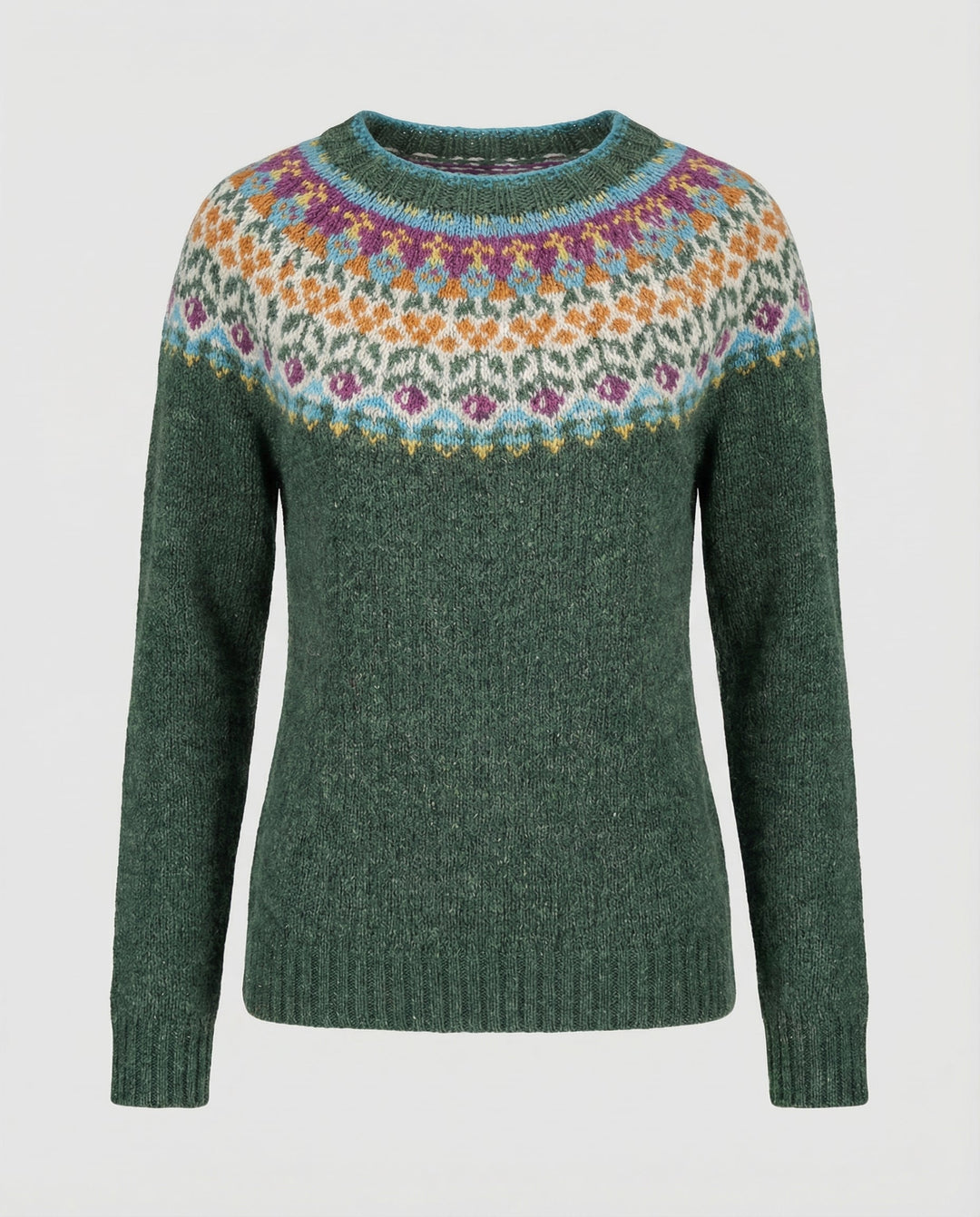 Pull femme rayé multicolore en maille douce à col bateau – Gaëlle - Vert à fleurs