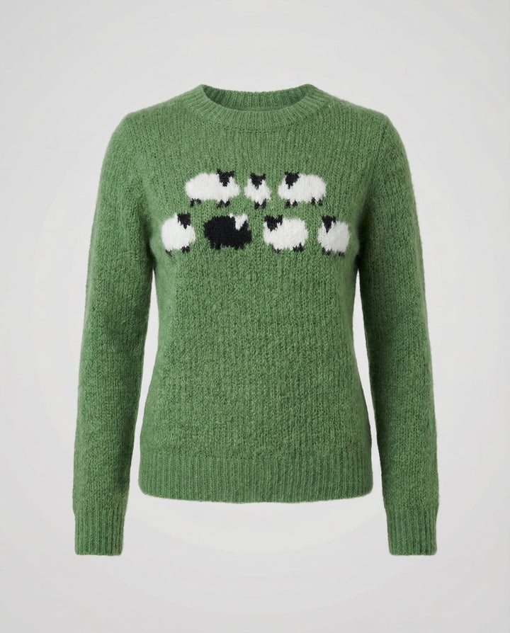 Pull femme rayé multicolore en maille douce à col bateau – Gaëlle - Vert