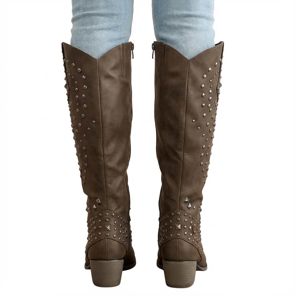 Bottes hautes femme à bout pointu et talon bloc moyen – Iris – vue 10