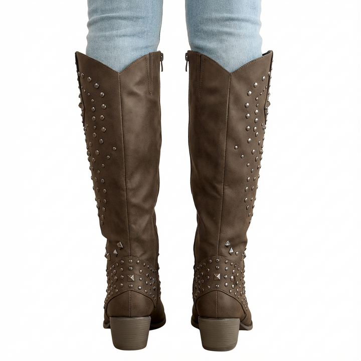 Bottes hautes femme à bout pointu et talon bloc moyen – Iris – vue 10