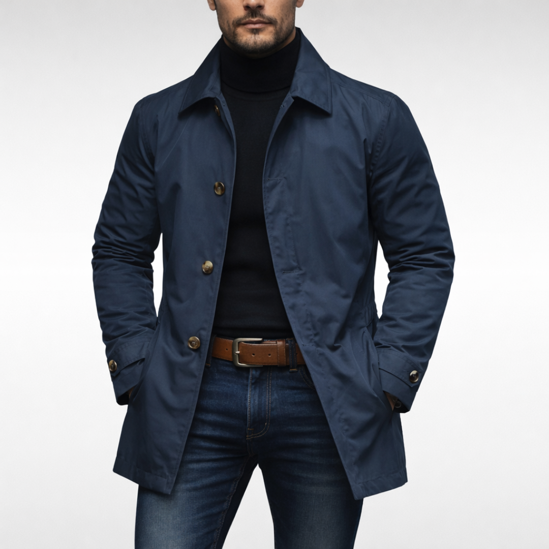 Manteau homme toutes saisons déperlant matelassé – Léandre – Bleu marine