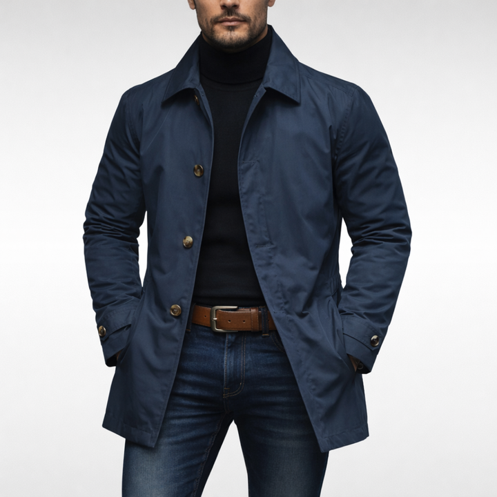 Manteau homme toutes saisons déperlant matelassé – Léandre – Bleu marine
