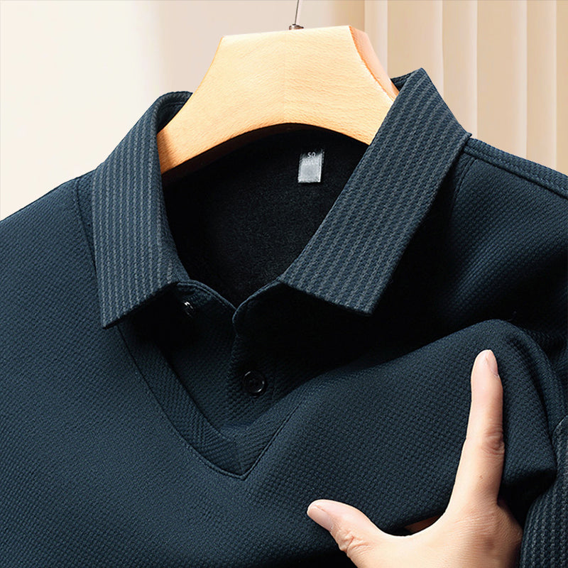 Pull homme effet chemise superposée à col rayé – Damien - vue 4