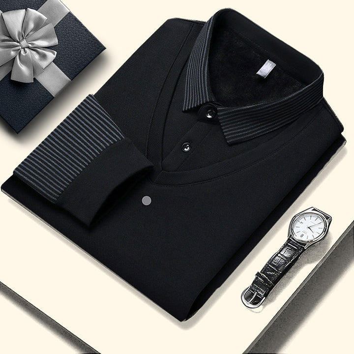 Pull homme effet chemise superposée à col rayé – Damien - vue 8