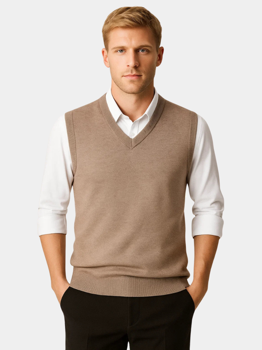 Pull sans manches homme col V classique – Louis – vue 1