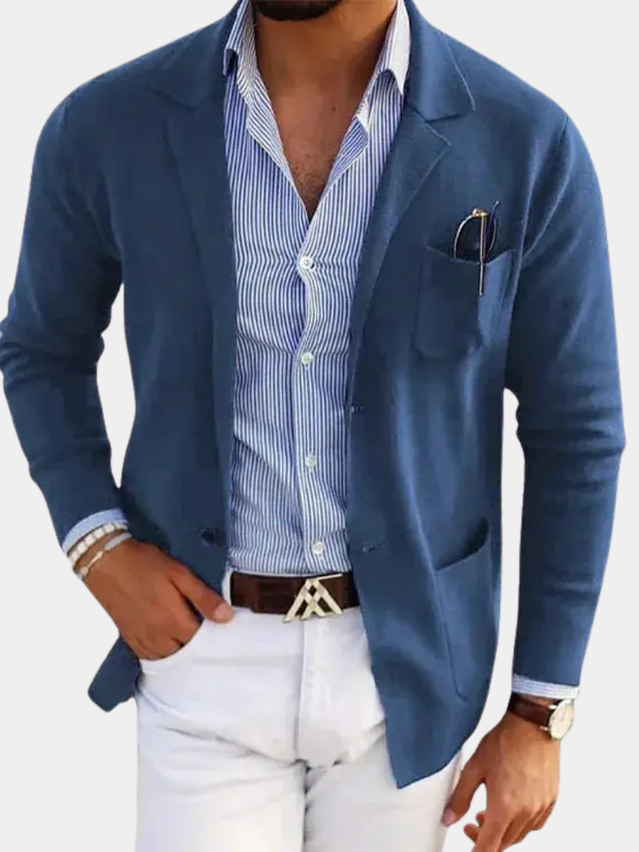 Blazer en maille homme à revers crantés et boutons – Marcel – vue 1